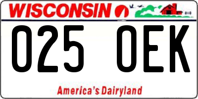 WI license plate 025OEK