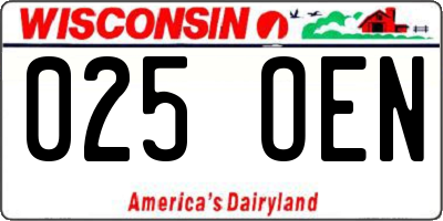 WI license plate 025OEN