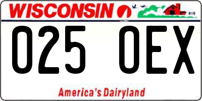 WI license plate 025OEX