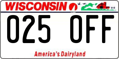 WI license plate 025OFF