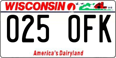 WI license plate 025OFK