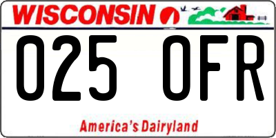 WI license plate 025OFR