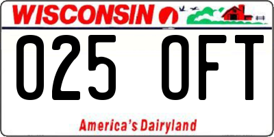WI license plate 025OFT