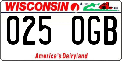 WI license plate 025OGB