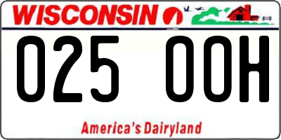 WI license plate 025OOH