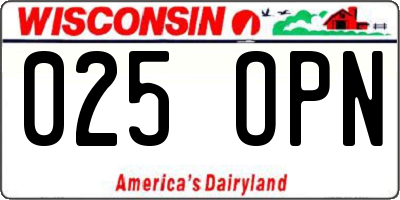 WI license plate 025OPN