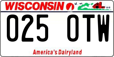 WI license plate 025OTW