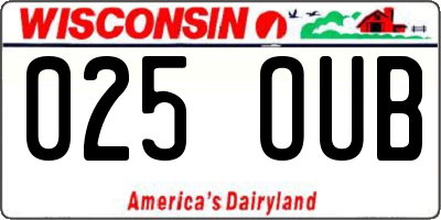 WI license plate 025OUB
