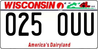 WI license plate 025OUU