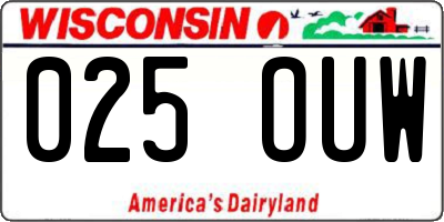 WI license plate 025OUW