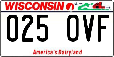 WI license plate 025OVF