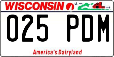 WI license plate 025PDM