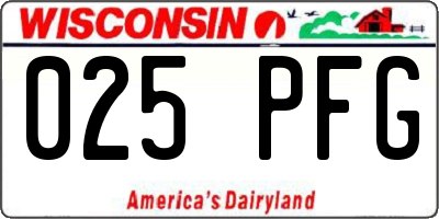 WI license plate 025PFG