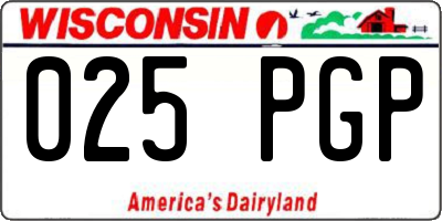 WI license plate 025PGP