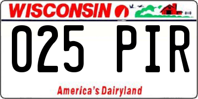 WI license plate 025PIR