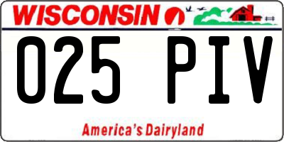 WI license plate 025PIV