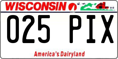 WI license plate 025PIX