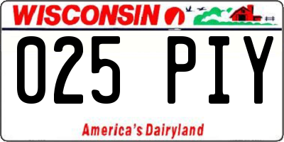 WI license plate 025PIY