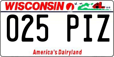 WI license plate 025PIZ