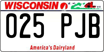 WI license plate 025PJB