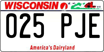 WI license plate 025PJE