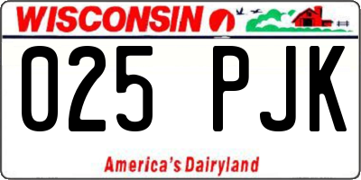 WI license plate 025PJK