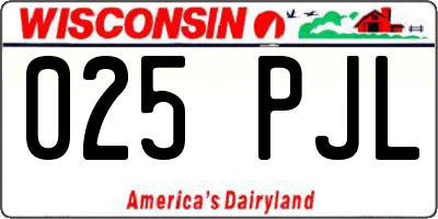 WI license plate 025PJL