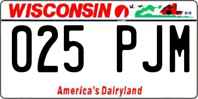 WI license plate 025PJM