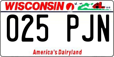 WI license plate 025PJN