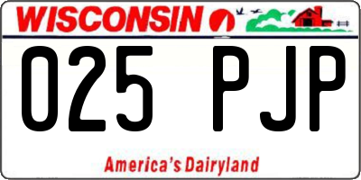 WI license plate 025PJP