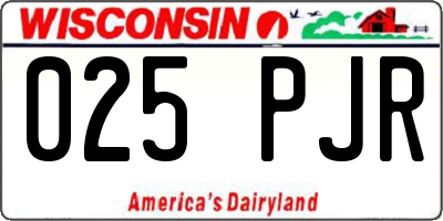 WI license plate 025PJR