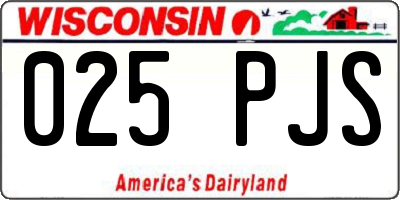 WI license plate 025PJS
