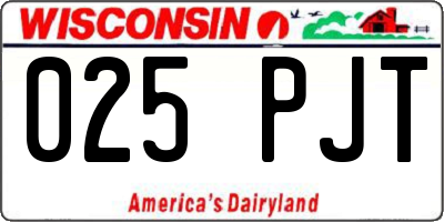 WI license plate 025PJT