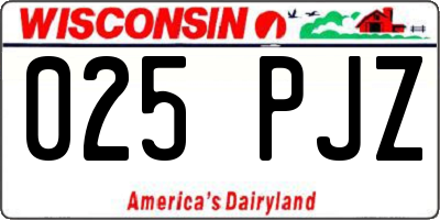 WI license plate 025PJZ