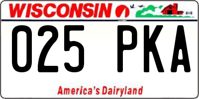 WI license plate 025PKA