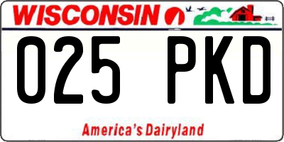 WI license plate 025PKD