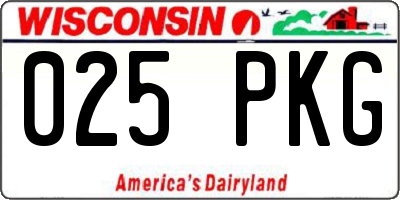 WI license plate 025PKG
