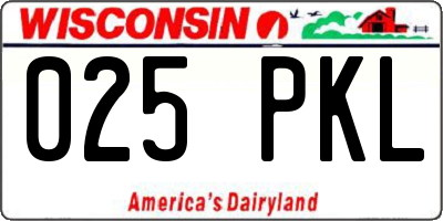 WI license plate 025PKL