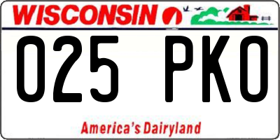 WI license plate 025PKO