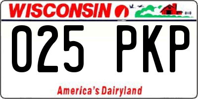 WI license plate 025PKP