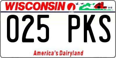 WI license plate 025PKS