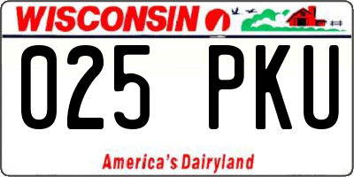 WI license plate 025PKU