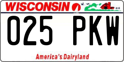 WI license plate 025PKW