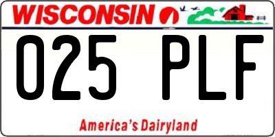 WI license plate 025PLF