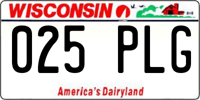 WI license plate 025PLG