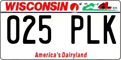WI license plate 025PLK