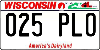 WI license plate 025PLO