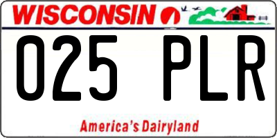 WI license plate 025PLR