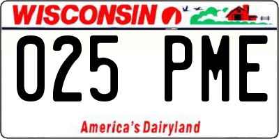 WI license plate 025PME