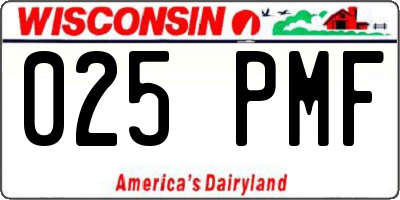 WI license plate 025PMF